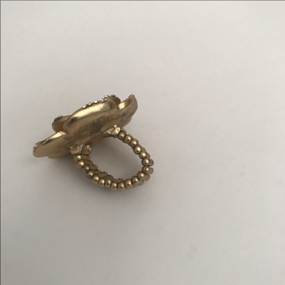 Gold Rhinestone Flower Ring - Picture 2 of 2